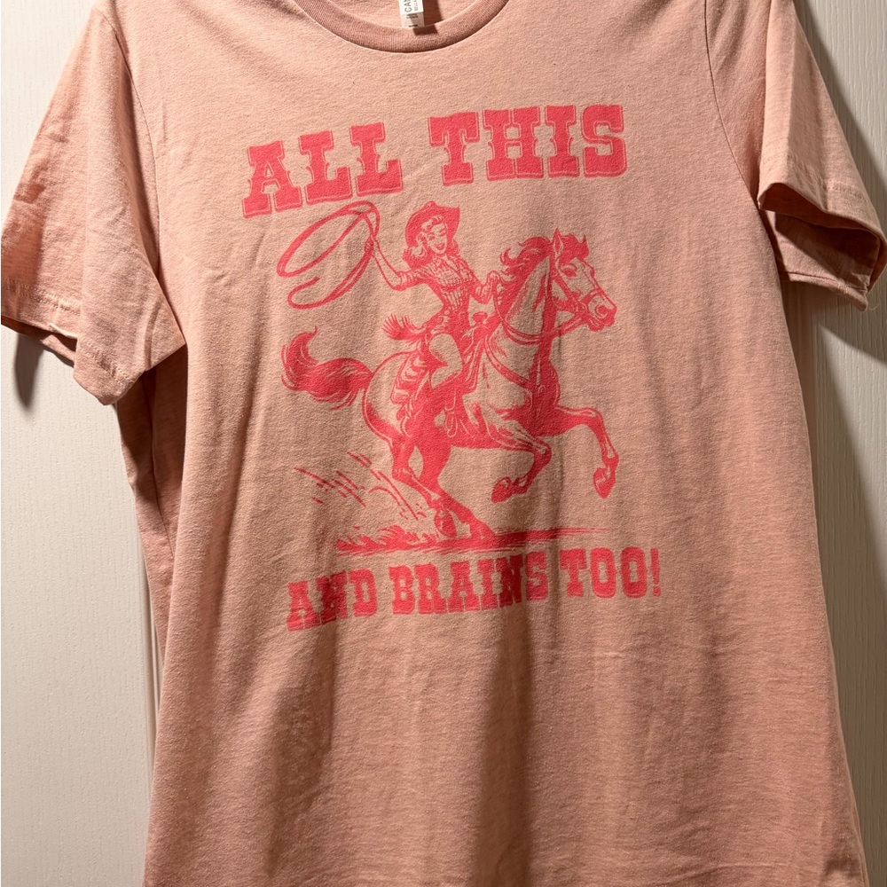 Pink Graphic T-Shirt with Cowboy Print oversized